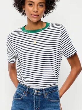 Old Navy Relaxed Heavyweight Crew-Neck T-Shirt Navy Stripe